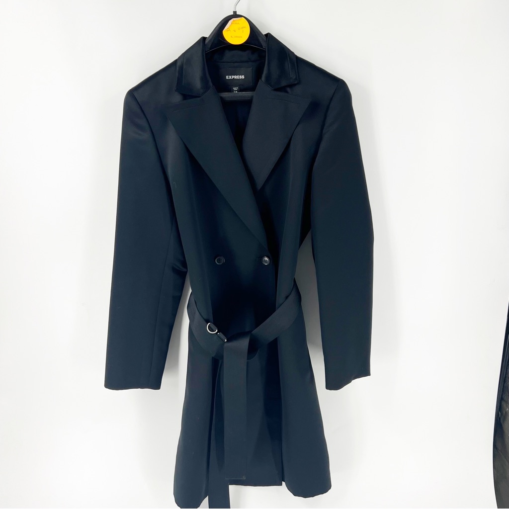 Express Black Satin Dress Coat Size 7/8
